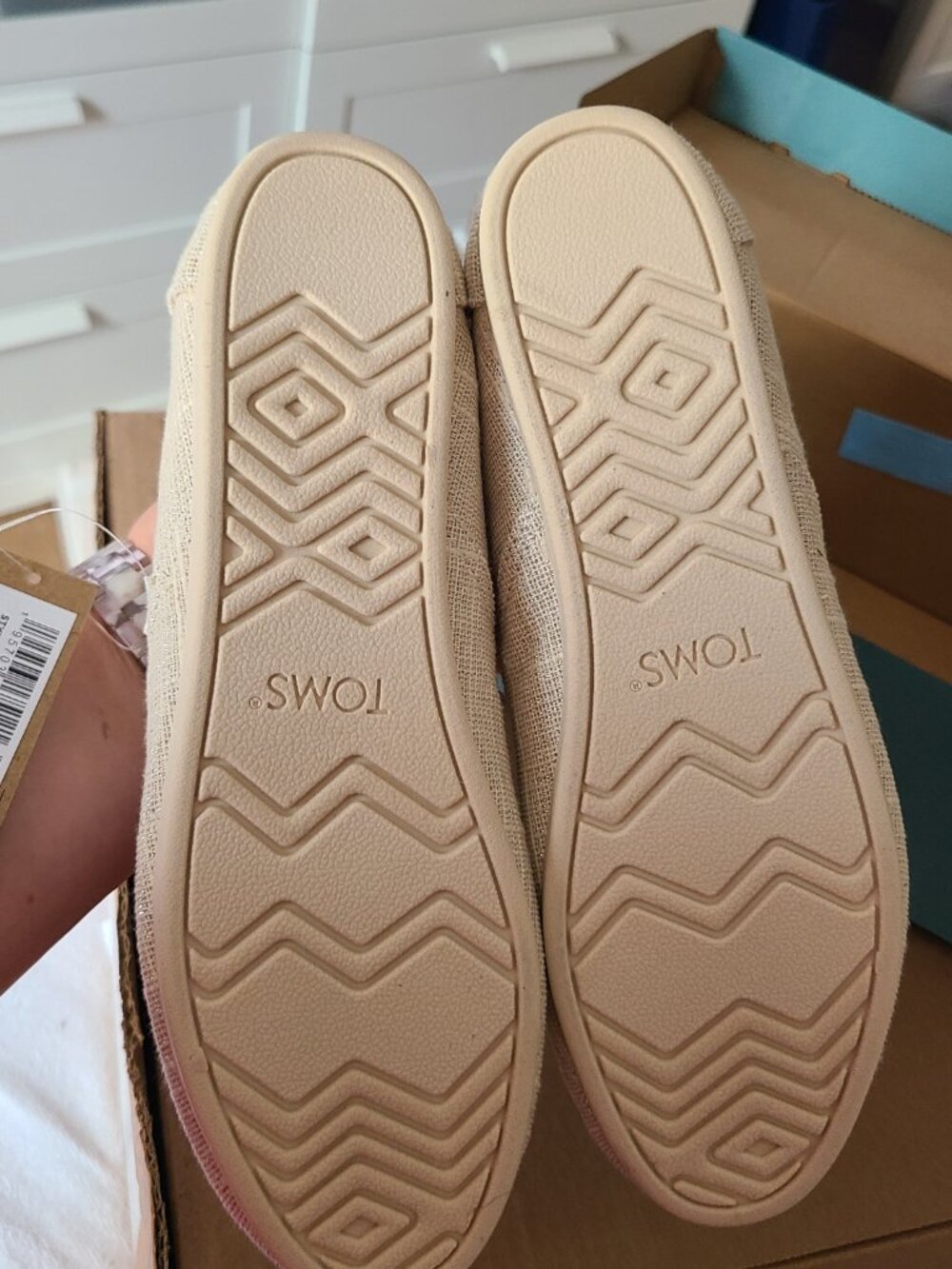 TOMS Redondo Loafers, Natural Metallic Slubby Woven, W US Size 9.5 - Picture 5 of 6